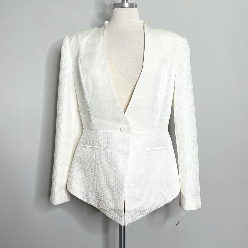 TY-LR The Jade Jacket Women’s Single Button Collarless Blazer Suit Jacket